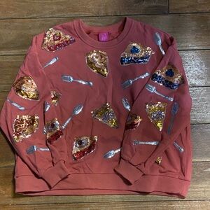 QUEEN OF SPARKLES Sequin Pie Slice Sweatshirt - Red